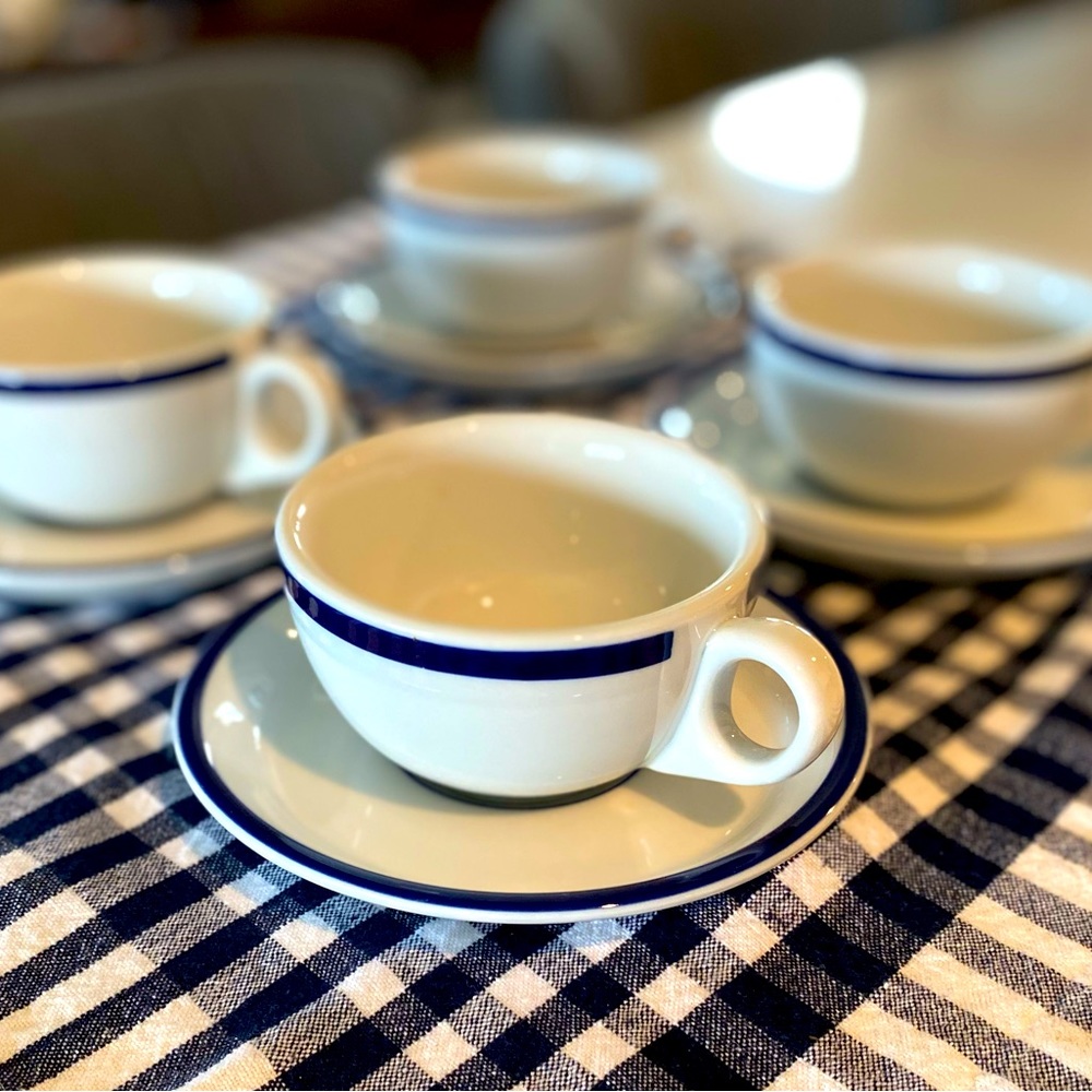 Flat Cup & Saucer Set 8 pieces! Bistro! Lubiana made in Poland!